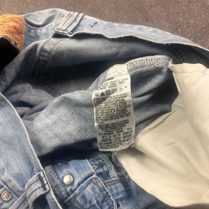 Vintage Levi's 512 Bootcut Jeans W34 L34 Hellblau Heavy Washed – Ansicht 9