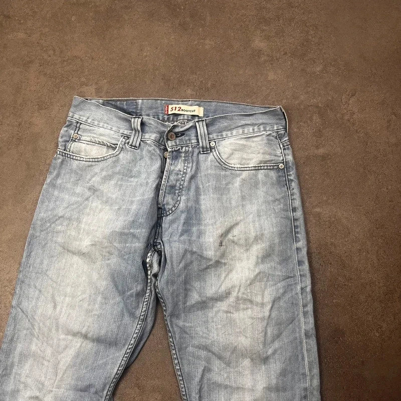 Vintage Levi's 512 Bootcut Jeans W34 L34 Hellblau Heavy Washed – Ansicht 3