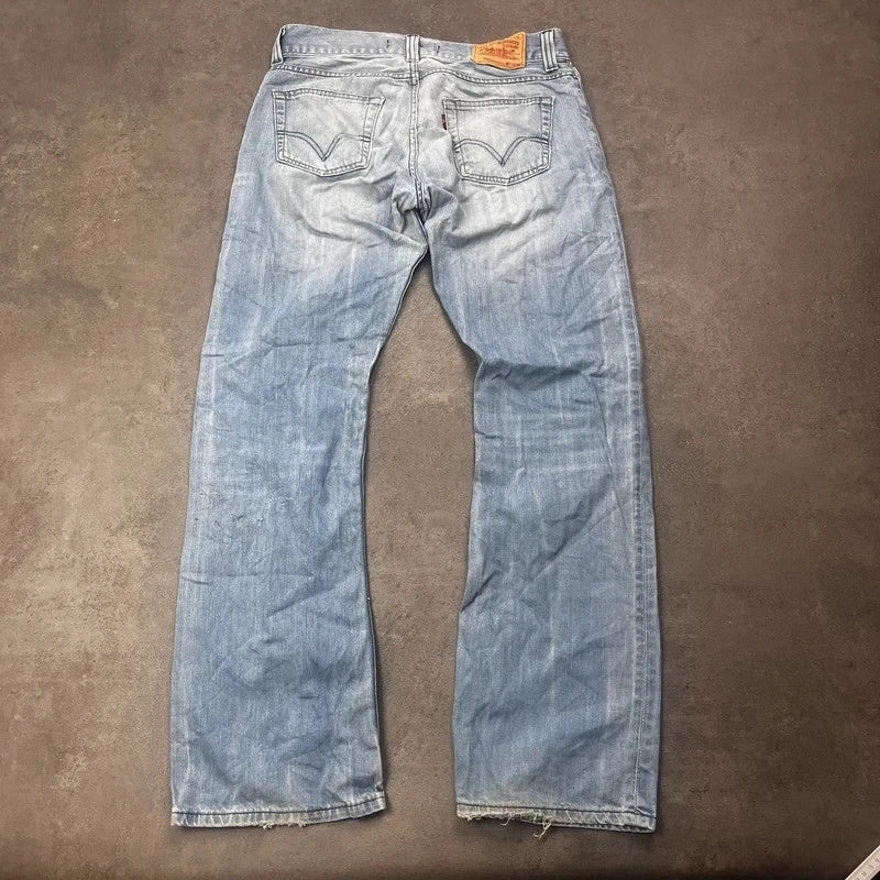 Vintage Levi's 512 Bootcut Jeans W34 L34 Hellblau Heavy Washed – Ansicht 2