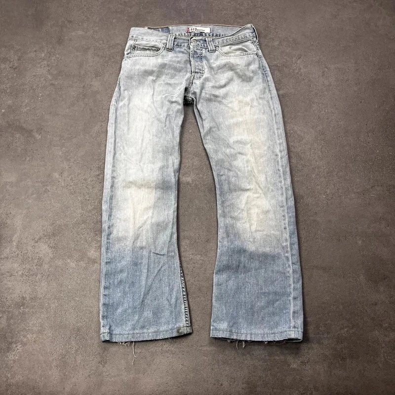 Vintage Levi's 512 Bootcut Jeans W31 L30 Heavy Washed Hellblau
