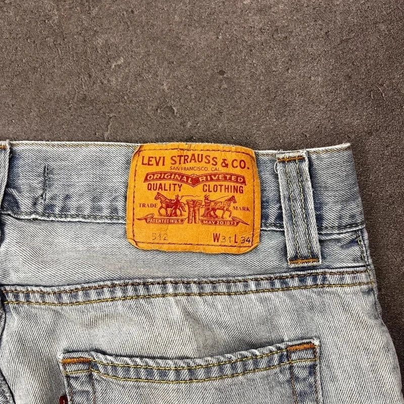 Vintage Levi's 512 Bootcut Jeans W31 L30 Heavy Washed Hellblau – Ansicht 5