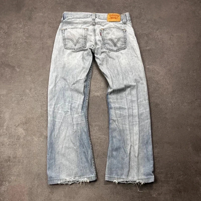 Vintage Levi's 512 Bootcut Jeans W31 L30 Heavy Washed Hellblau – Ansicht 2