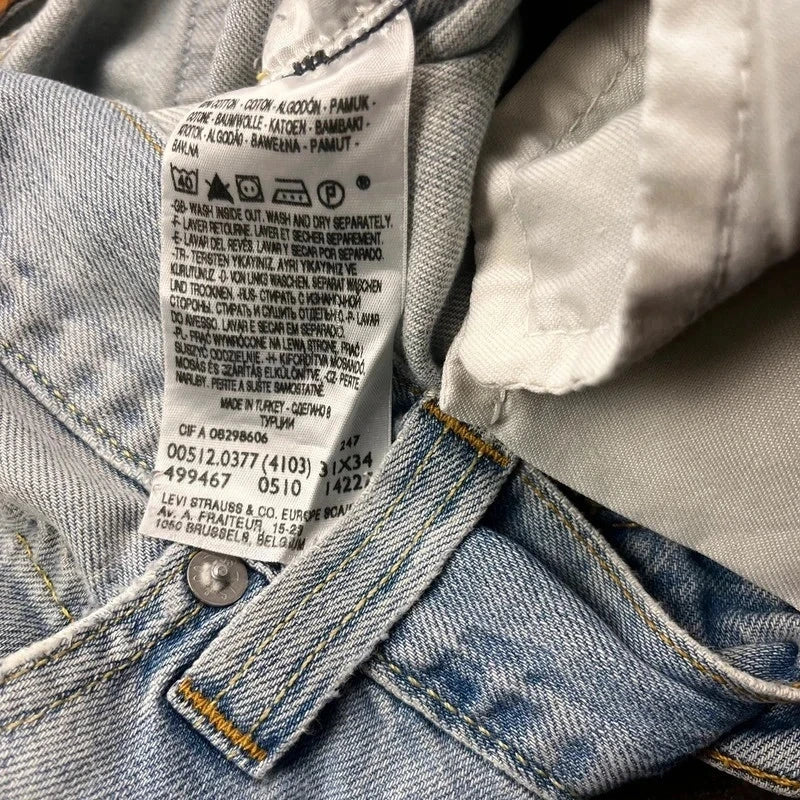 Vintage Levi's 512 Bootcut Jeans W31 L30 Heavy Washed Hellblau – Ansicht 9