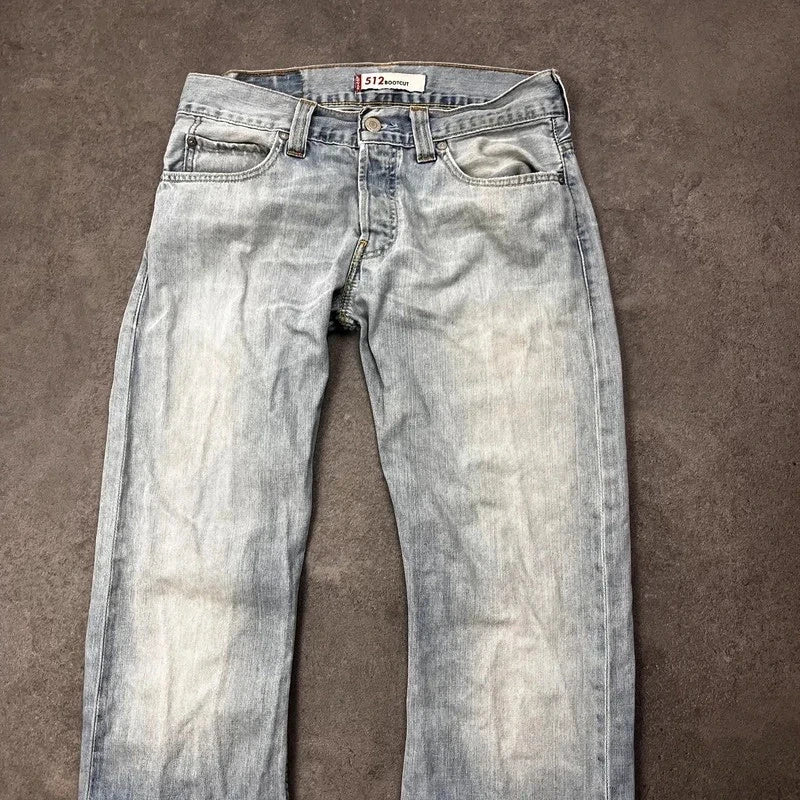 Vintage Levi's 512 Bootcut Jeans W31 L30 Heavy Washed Hellblau – Ansicht 3