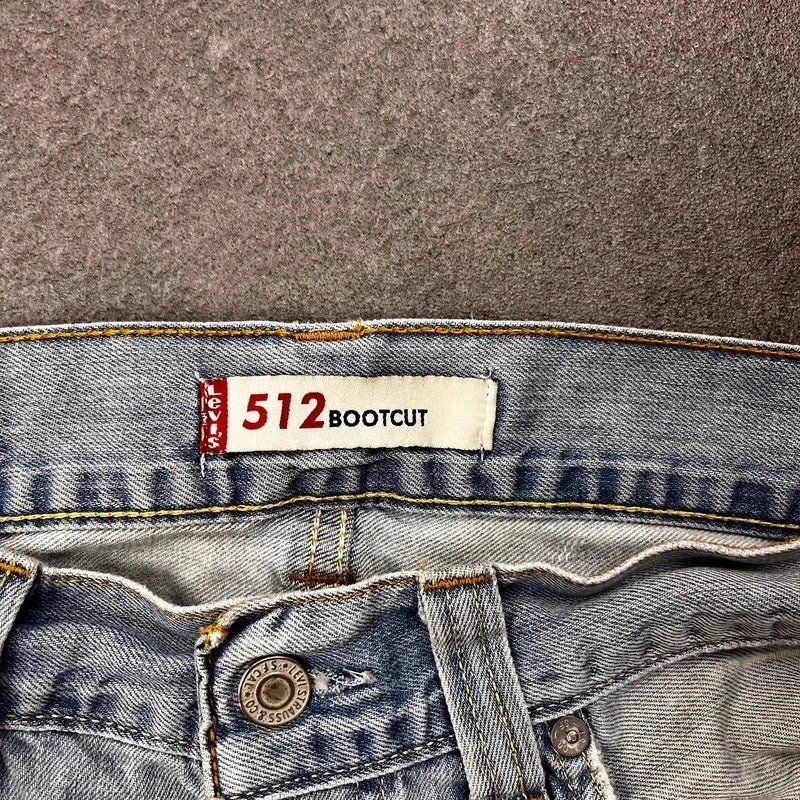 Vintage Levi's 512 Bootcut Jeans W31 L30 Heavy Washed Hellblau – Ansicht 6