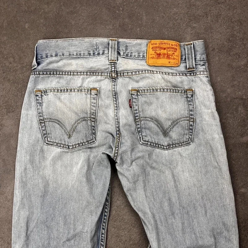 Vintage Levi's 512 Bootcut Jeans W31 L30 Heavy Washed Hellblau – Ansicht 4