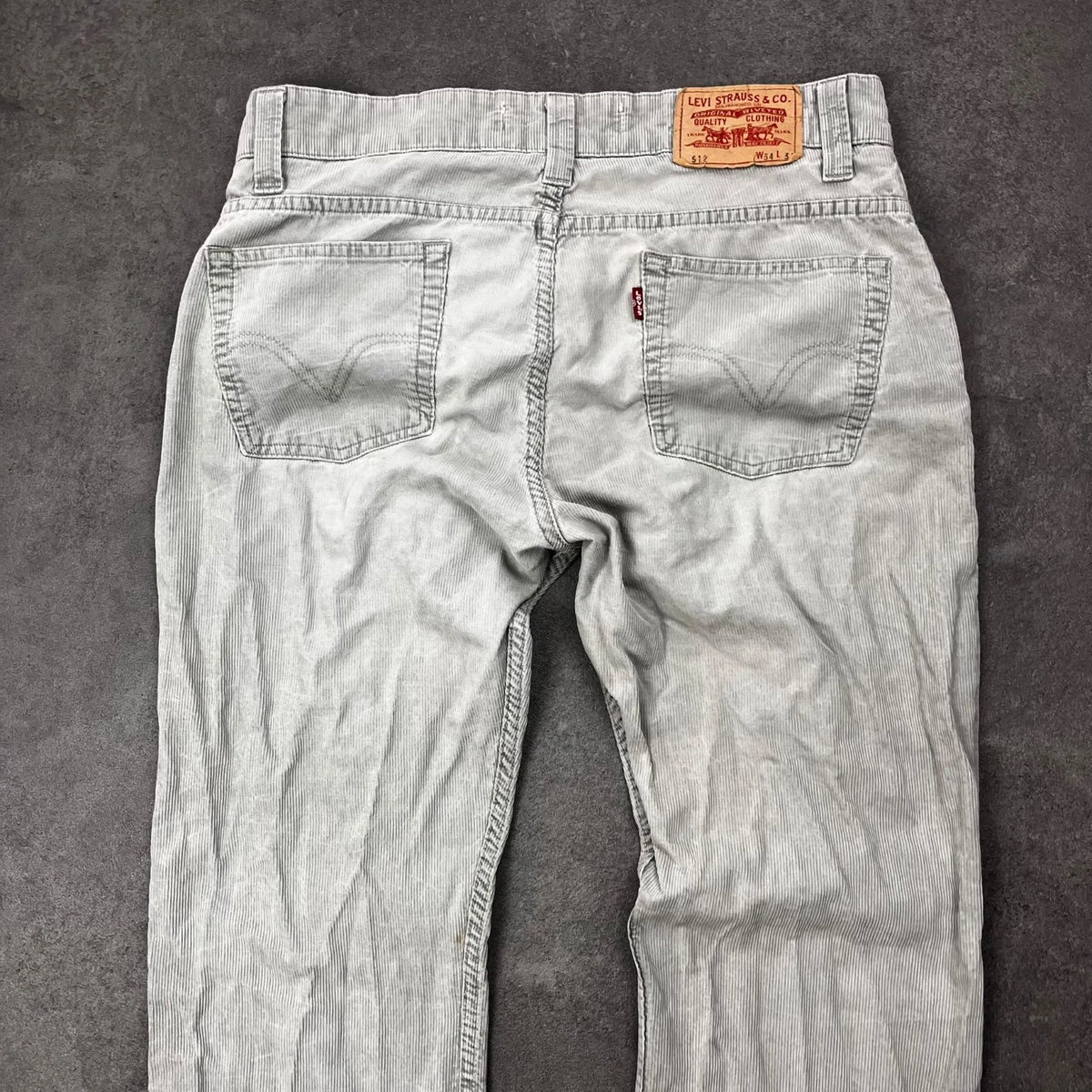 Vintage Levi's 512 Bootcut Cord Jeans Herren W34 L34 Grau/Beige Made in Morocco