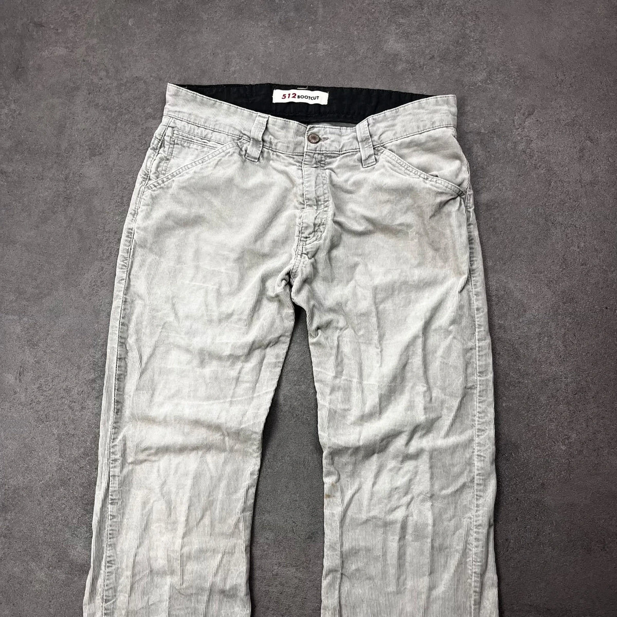 Vintage Levi's 512 Bootcut Cord Jeans Herren W34 L34 Grau/Beige Made in Morocco