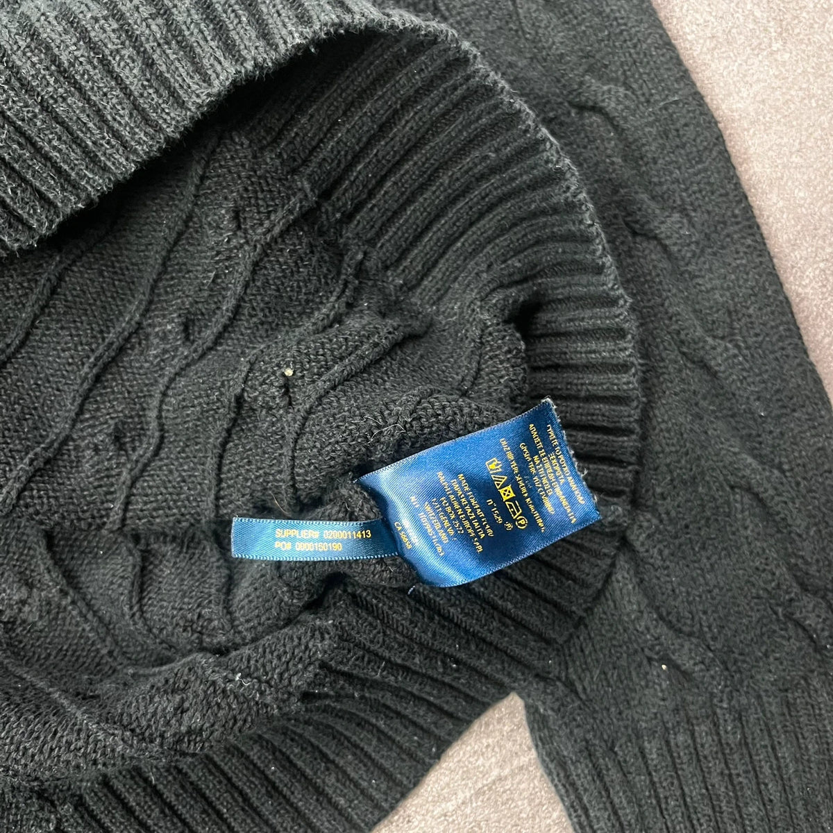 Vintage Polo Ralph Lauren Cable Knit Pullover Herren Gr. L Schwarz Zopfmuster – Ansicht 5