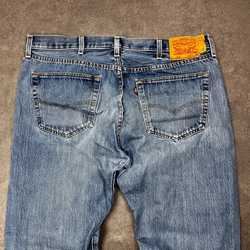 Vintage Levi's 501 Jeans Herren Straight Fit W40 L34 Hellblau Washed – Ansicht 4