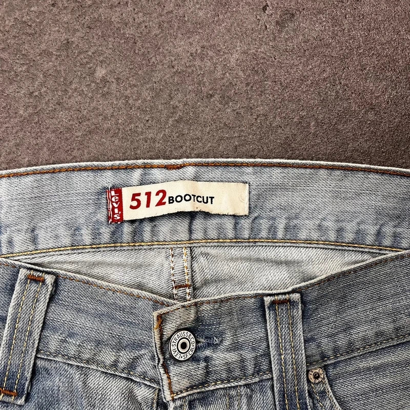 Vintage Levi's 512 Bootcut Jeans W34 L34 Crazy Washed Hellblau Grau – Ansicht 6