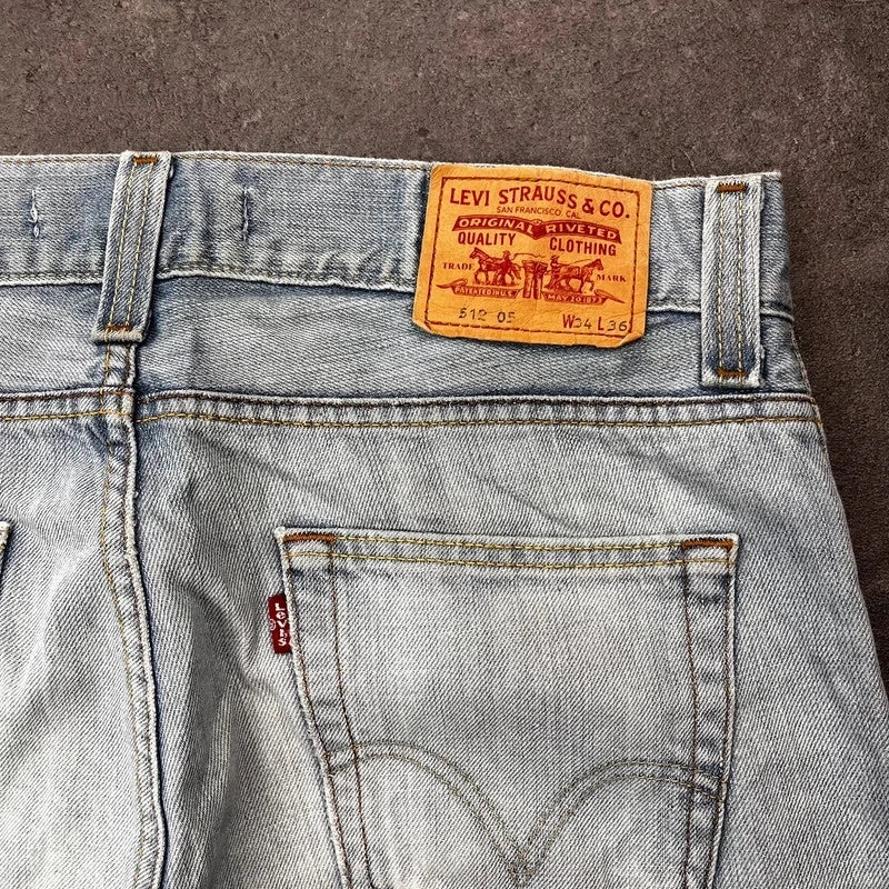 Vintage Levi's 512 Bootcut Jeans W34 L34 Crazy Washed Hellblau Grau – Ansicht 5
