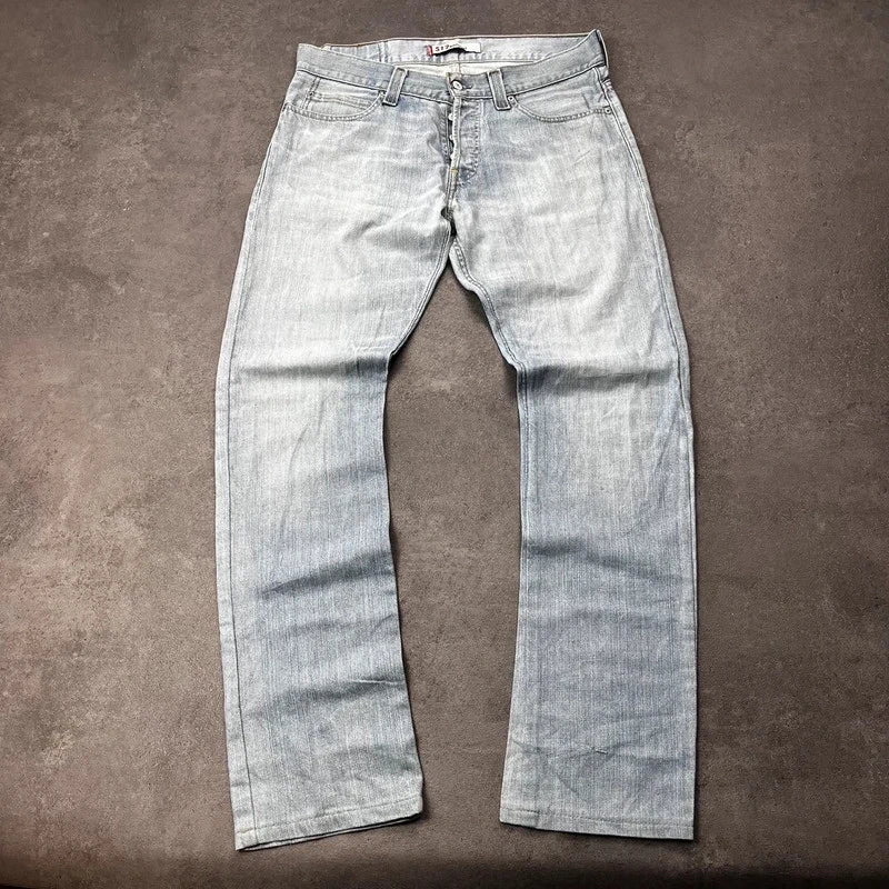 Vintage Levi's 512 Bootcut Jeans W34 L34 Crazy Washed Hellblau Grau