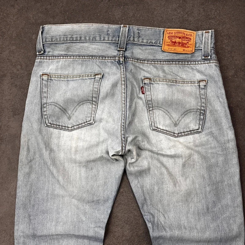 Vintage Levi's 512 Bootcut Jeans W34 L34 Crazy Washed Hellblau Grau – Ansicht 4