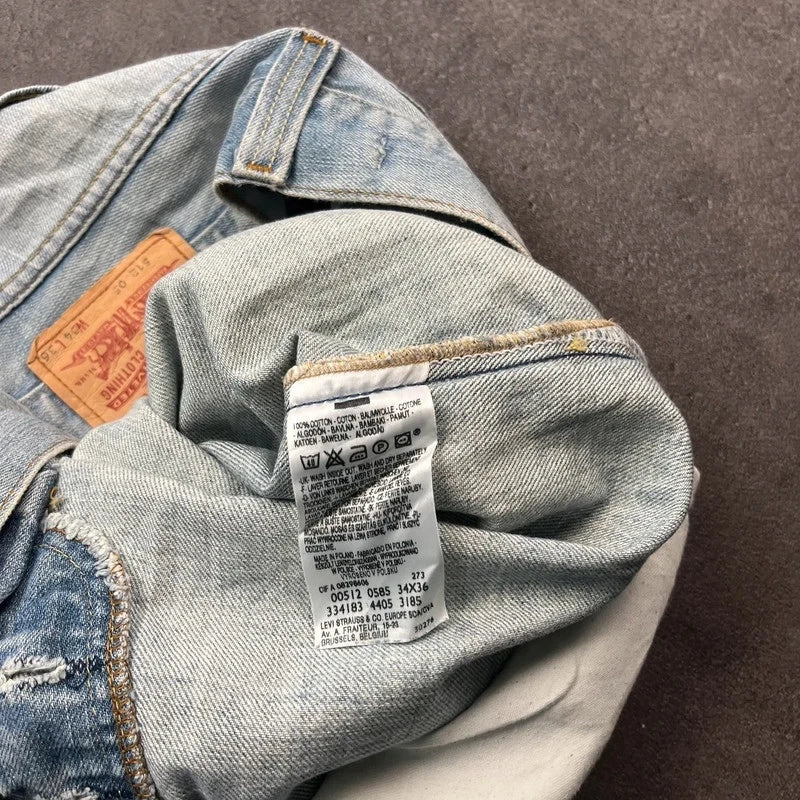 Vintage Levi's 512 Bootcut Jeans W34 L34 Crazy Washed Hellblau Grau – Ansicht 8