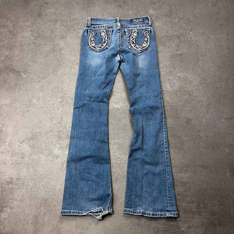 Vintage Grace in LA Bootcut Jeans Damen Gr. XXS Blau mit Stickerei – Ansicht 2