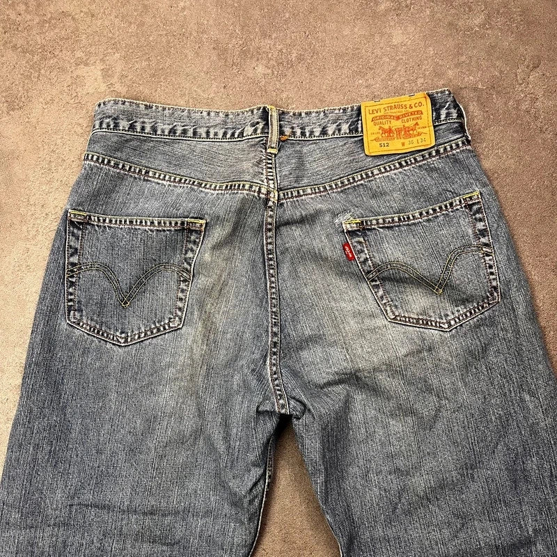 Vintage Levi's 512 Bootcut Jeans Herren W36 L28 Heavy Washed – Ansicht 4