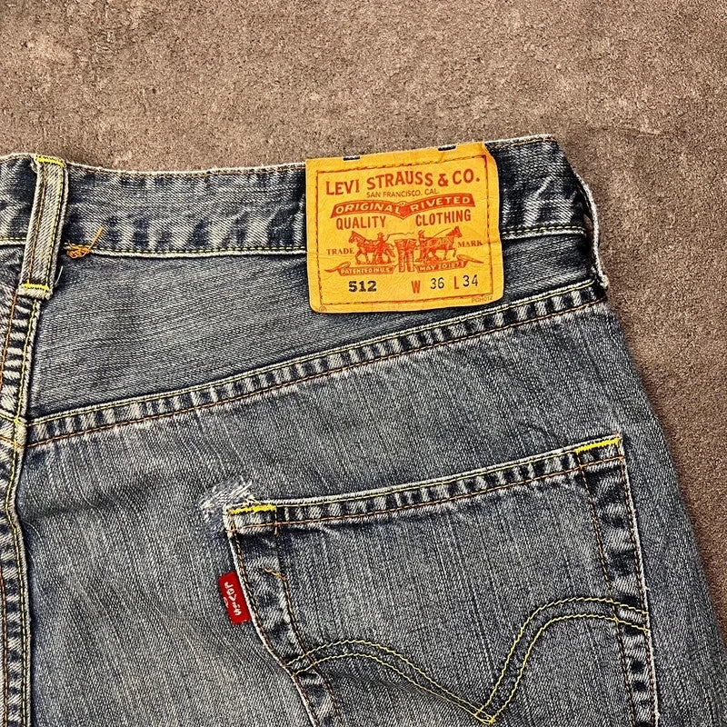 Vintage Levi's 512 Bootcut Jeans Herren W36 L28 Heavy Washed – Ansicht 5