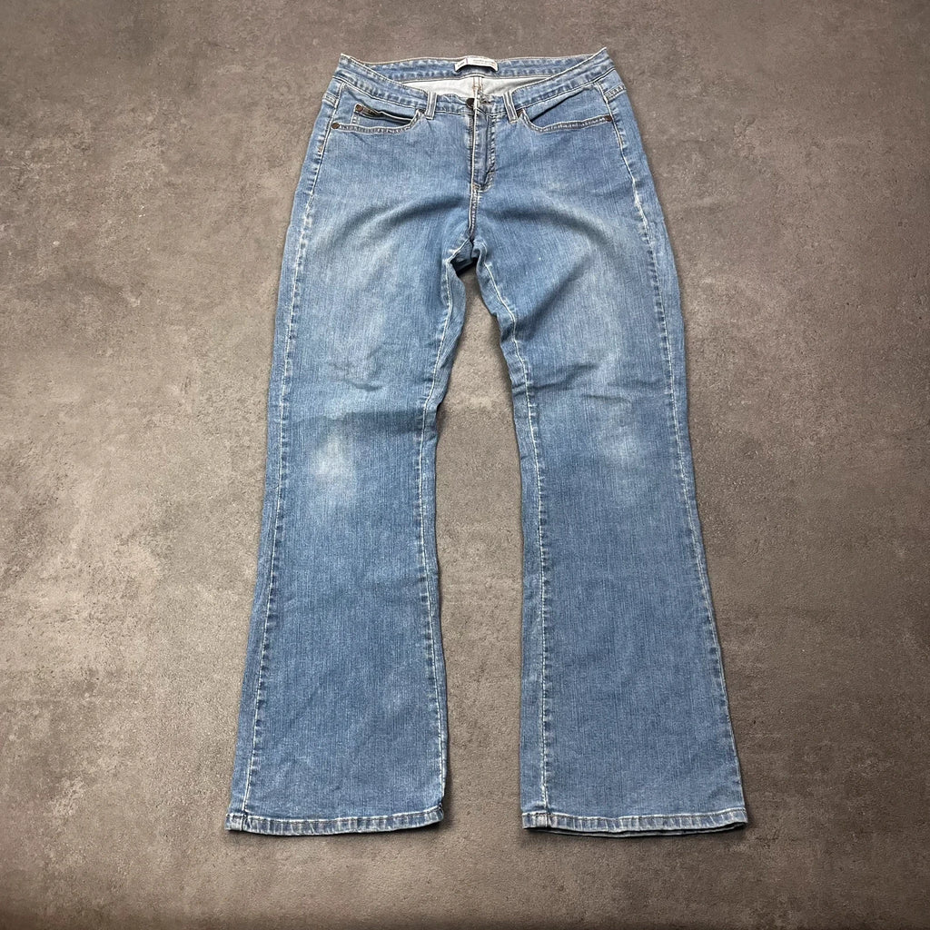 Vintage Lee Bootcut Jeans Damen Gr. M Hellblau mit Nieten