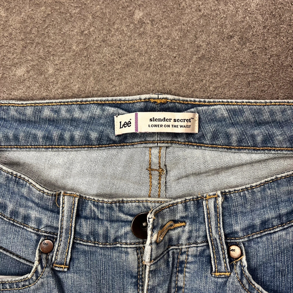 Vintage Lee Bootcut Jeans Damen Gr. M Hellblau mit Nieten – Ansicht 6