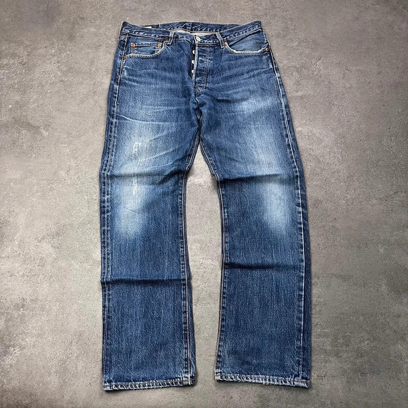 Vintage Levi's 501 Jeans Herren W34 L32 Crazy Washed – Vorderansicht