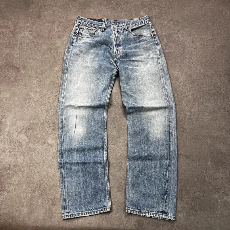 Vintage Levi's 501 Jeans Herren W33 L30 90er Hellblau – Vorderansicht