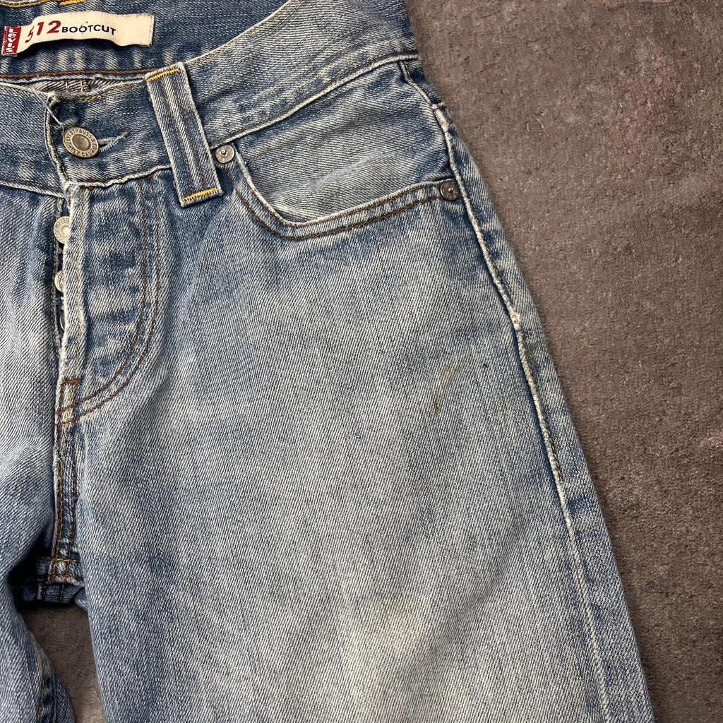 Vintage Levi's 512 Bootcut Jeans Herren W27 L28 Washed Distressed Hellblau 2000s