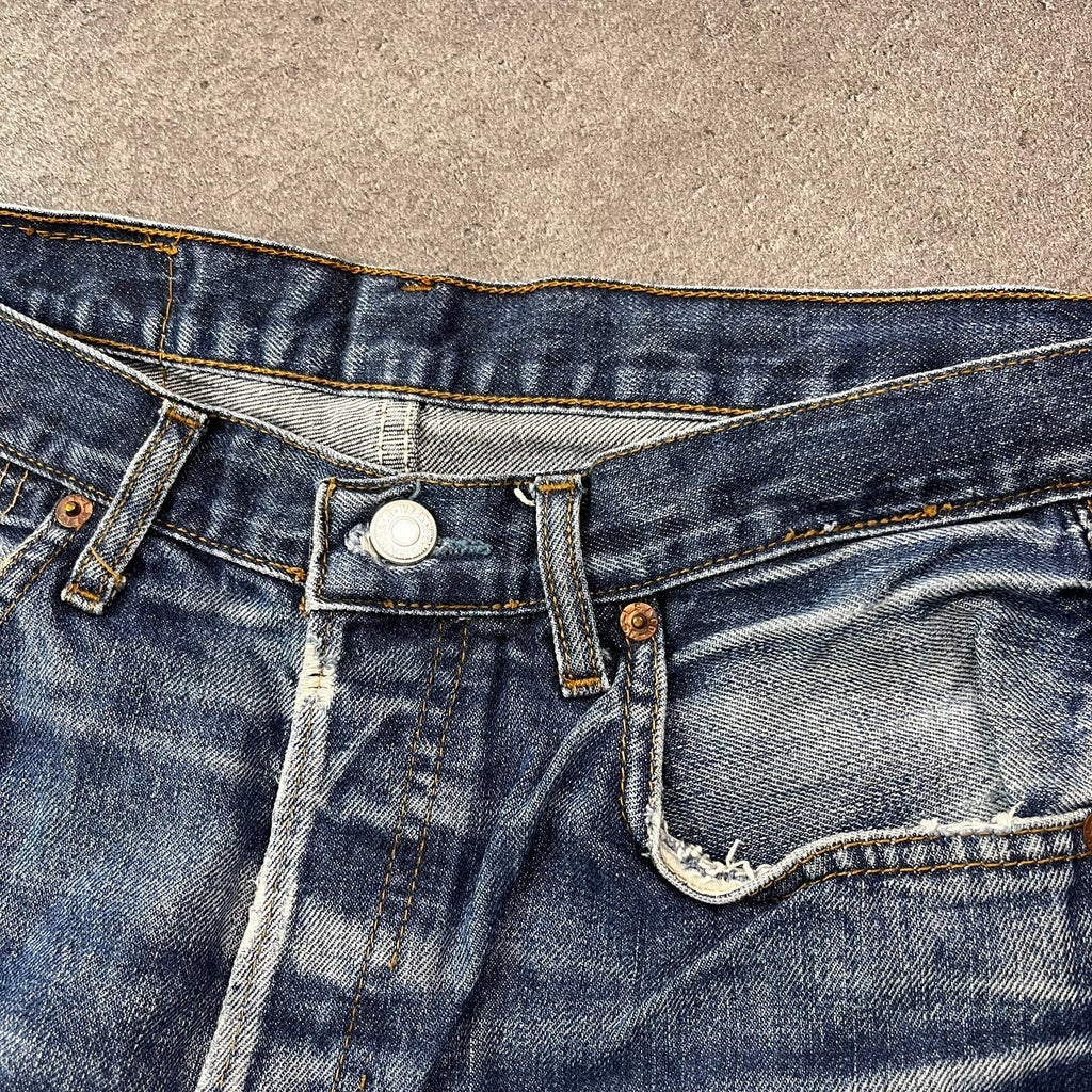 Vintage Levi's 501 Jeans Herren Straight W32 L30 Made in USA Washed Dunkelblau