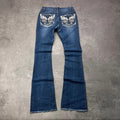 Vintage Pastel Bootcut Jeans Damen Gr. S – Rückansicht mit Stickerei
