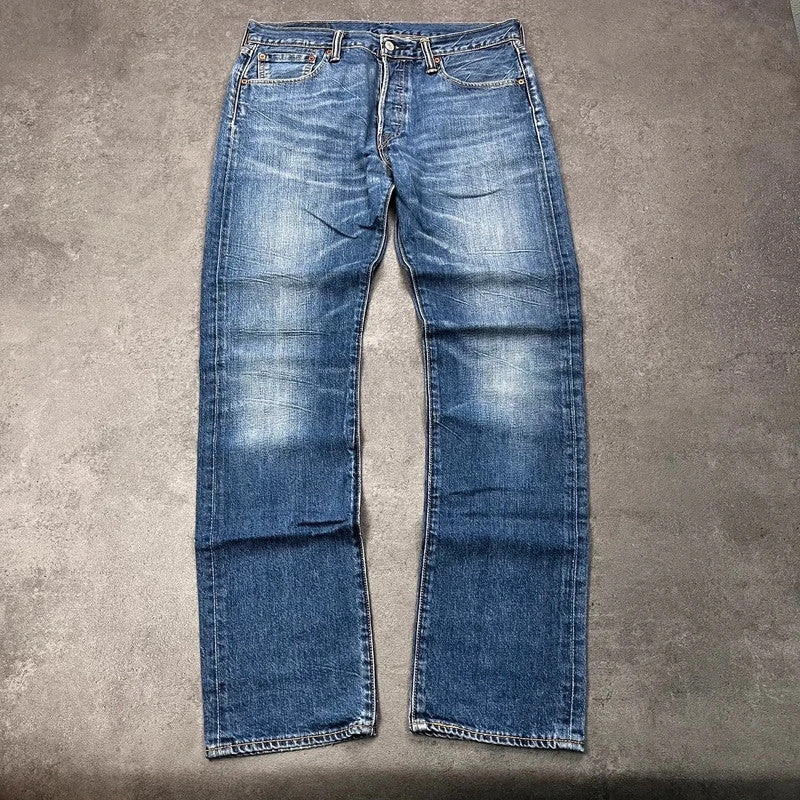 Vintage Levi's 501 Jeans Herren W33 L34 Blau – Vorderansicht