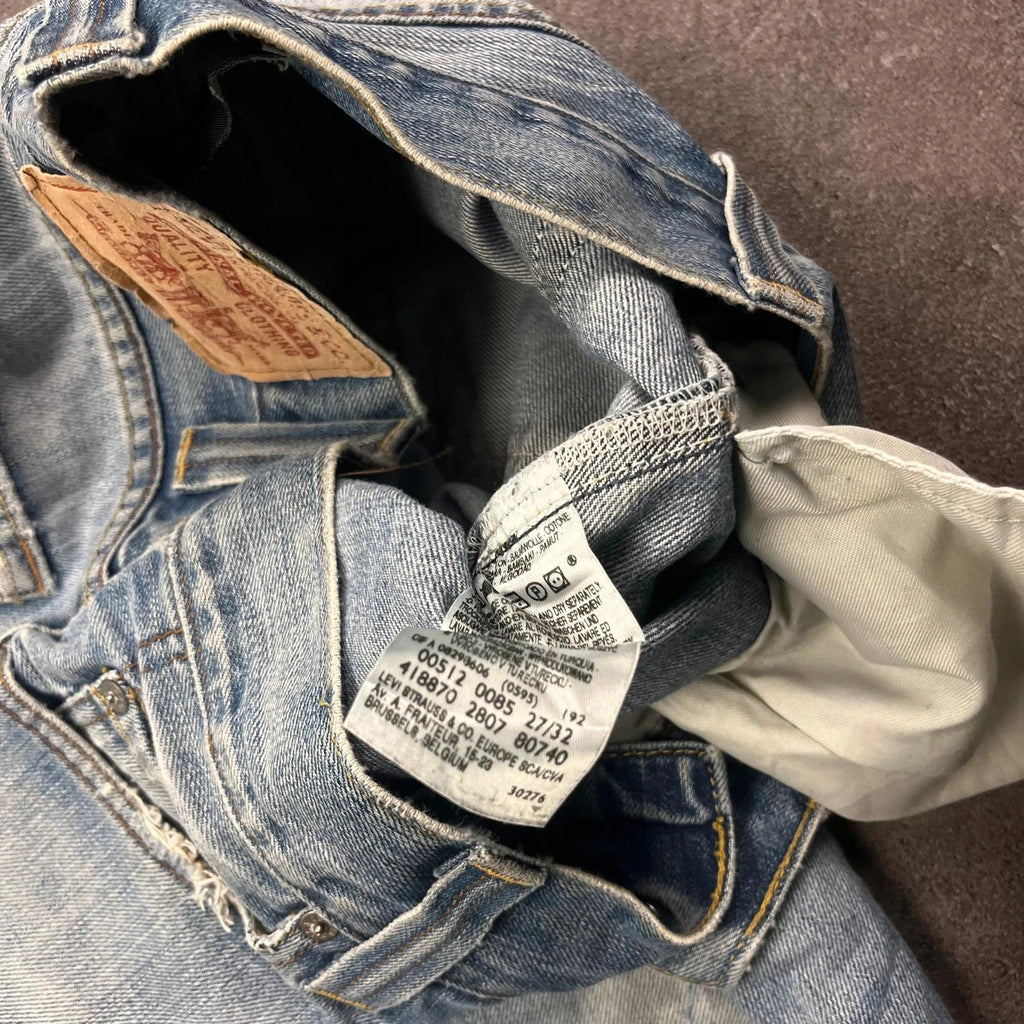Vintage Levi's 512 Bootcut Jeans Herren W27 L28 Washed Distressed Hellblau 2000s