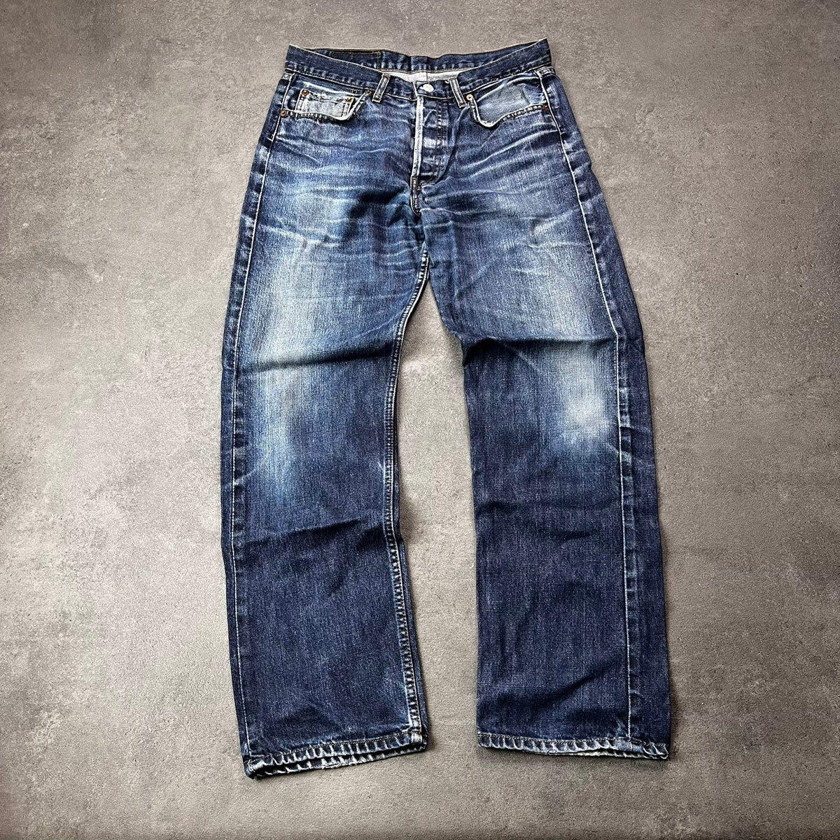 Vintage Levi's 501 Jeans Herren Straight W32 L30 Made in USA Washed Dunkelblau
