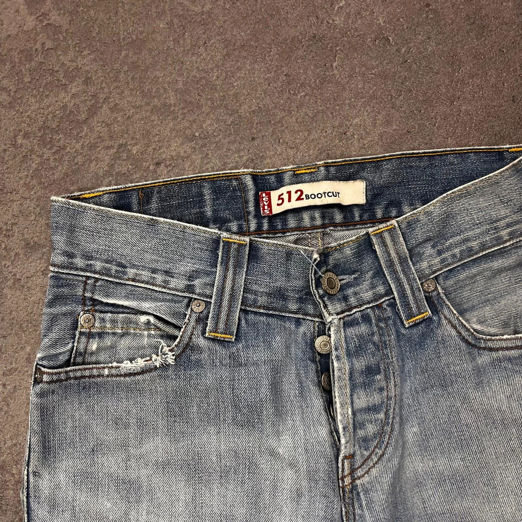 Vintage Levi's 512 Bootcut Jeans Herren W27 L28 Washed Distressed Hellblau 2000s