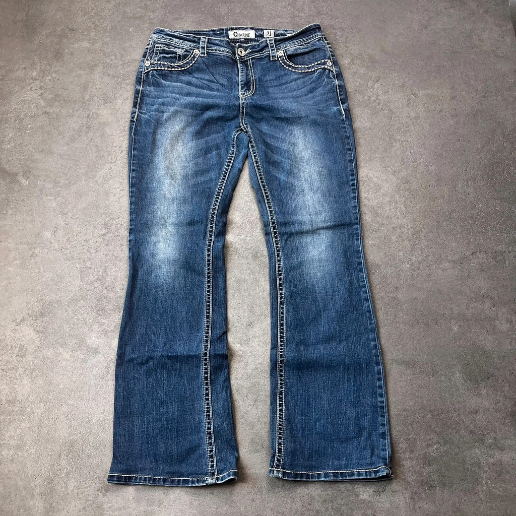 Vintage Charme Jeans Damen Bootcut Gr. M Blau Y2K, Bild 2